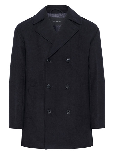 Burnley Double-Breasted Short Wool Coat - Dark Navy