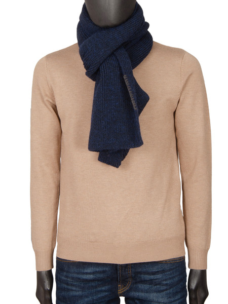 Rib Knit Tipped Scarf - Dark Navy