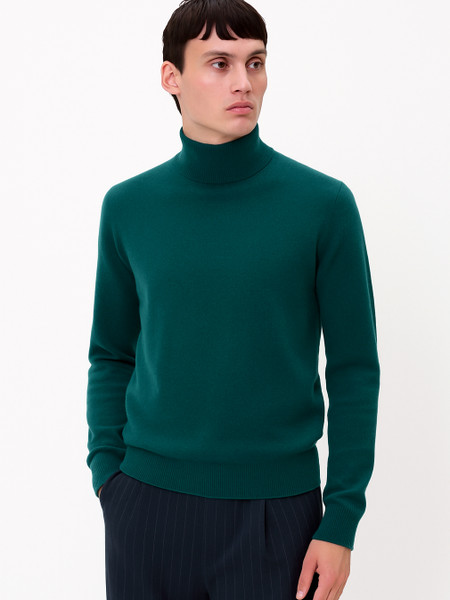 Cashmere & Wool Blend Roll Neck Jumper - Green