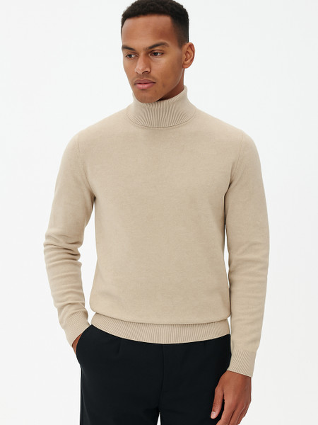 Cashmere & Wool Blend Roll Neck Jumper - Chashew