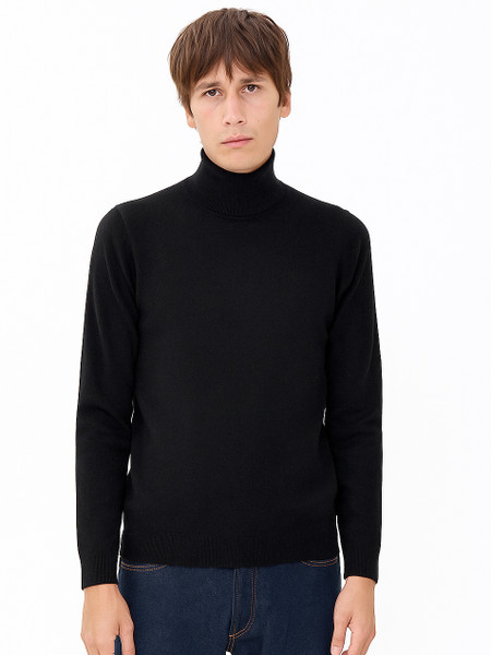 Cashmere & Wool Blend Roll Neck Jumper - Black