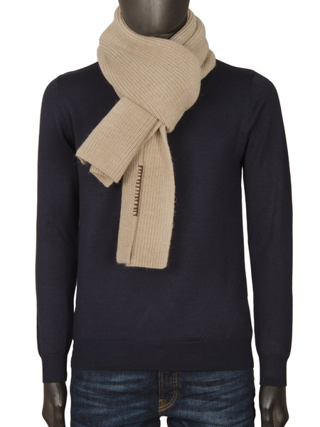 Rib Knit Tipped Scarf - Walnut