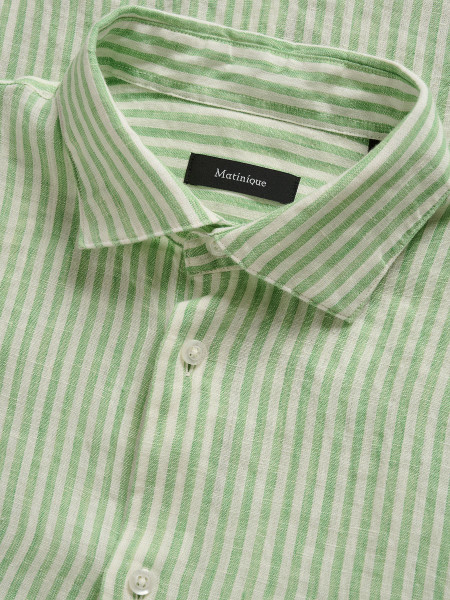 Matinique Marc Linen Shirt - Grass Green Stripe