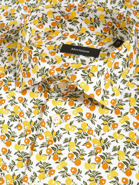 Manitique Marc Shirt - Yellow Brown Flower Print