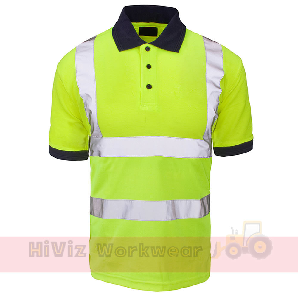 Supertouch Orange Yellow High Vis Visibility Mens Work Polo Shirt Short Sleeve
