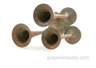 Original Vintage Semi-Truck Triple Honeycomb Horns. These are the rare 'Triple Horn' set - Think creative ... Steam Punk meets Rat Rod. Overall length approx. 22"

Each Horn: 15" / 17" / 20" Long  -  Each Horn Bell 4-1/8" Diameter

With a little TLC could be made to work, do not work now.

Pick up or Ship.