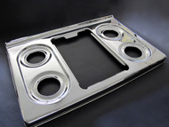 Original Vintage O'Keefe & Merritt Single Piece NEW CHROMED Stove Top. This is an original vintage O'Keefe & Merritt single piece chrome stove top. It fits the 39" O'Keefe & Merritt vintage gas stoves. The metal integrity is excellent. Hinges not included. Underside pictured trim is not included.
This top style uses the 'Cat Ear Arrow' style of grates.
STOVE TOP MEASUREMENTS: Width 38-3/4" / Depth 23-1/2"
Griddle: Depth 18.50" / Width 12.0" / Grate Dripwell: Depth 18.0" / Width 8.50"
All of our chrome parts are 'Triple Plated' (copper, nickel, chrome)