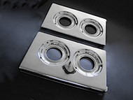 Original Vintage 39" O'Keefe & Merritt NEW CHROMED L&R Stove Tops.
These are original vintage O'Keefe & Merritt new chromed stove tops. They fit the 39" O'Keefe & Merritt vintage gas stoves. These have the 3 grate peg holes in the drip wells. The metal integrity is excellent. 
 
MEASUREMENTS: Depth 22.0"  /  Depth at Corners 22-1/2"   /  Width 13-1/2"
 
All of our chromed parts are 'Triple Plated' (copper, nickel, chrome)