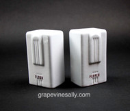 Tall White Ceramic Vintage FLOUR & PEPPER SHAKERS. No chips or cracks, very nice used condition
MEASUREMENTS: Each Shaker - Height 4-5/8" / Width 2-5/8" / Depth 2.0"