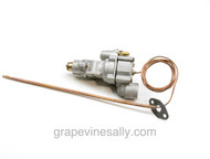 LIMITED SUPPLY! VINTAGE ROBERTSHAW GAS THERMOSTAT MODEL BJ 1/4" pipe threat connect  with pilot adapter fitting - FACTORY RE-BUILD. This thermostat has been calibrated and tested. It is guaranteed to work like a new thermostat. Gas Connection - Rear Housing CENTER DOWN Connect. 1/4" Pipe Thread  /  Right Turn  /  Capillary Length - Approximately 48" - Warranty 1 year.

Please note this thermostat INCLUDES the pilot adapter fitting. ROPER and other vintage stove manufacturers used this method to feed the pilot directly - while others used a pilot valve mounted directly on the main gas manifold bar. 

We recommend you have a certified professional or company with experience in this area install this part. 