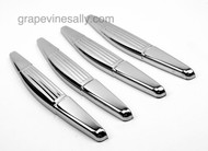 Set of 4 Original 1940-1950's Vintage Classic Wedgewood Stove Chrome Ribbed Style Oven Door Handles. Although the chrome is used, these handles are as close to new chrome as one can get in a used set of handles. These are very nice bright and shiny handles. No 'flea-bites'. Fits the vintage 40's - 50's Wedgewood gas stoves. These handles are very easy to change out, a couple of screws on the inside of the outer panel. A 30-60 minute job for all four if you have never done it before. This is a very nice set.
 
MEASUREMENTS: Overall Length 14.0"  /  Mounting Holes 10.0" (on center)