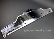 Original Vintage 1940's, 1950's O'Keefe & Merritt Gas Stove NEW CHROMED Decorative Backsplash Trim Panel. Fits the 35" vintage O'Keefe & Merritt gas stove. This is the decorative chrome trim that screws to the rear top of the stove and mounts behind your clock/timer assembly. This trim style does not have the vanishing shelf/cover sliding support rod L&R knockouts for sliding shelf support arm catch. Top center O'Keefe & Merritt logo/badge is not included.

MEASUREMENTS: Width 34-3/4"  /  Height at Center 7-1/2" (at center)

All of our new chromed parts are 'Triple Plated' (copper, nickel chrome)