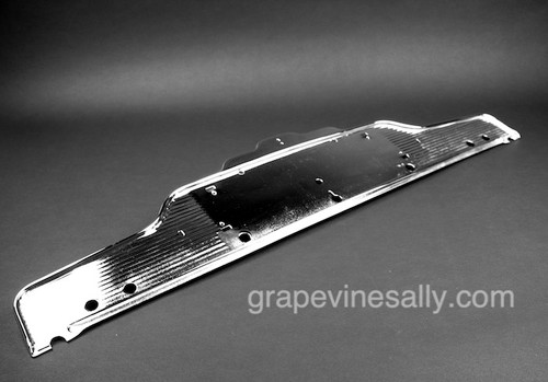 Original Vintage 1940's, 1950's O'Keefe & Merritt Gas Stove NEW CHROMED Decorative Backsplash Trim Panel. Fits the 35" vintage O'Keefe & Merritt gas stove. This is the decorative chrome trim that screws to the rear top of the stove and mounts behind your clock/timer assembly. This trim style does not have the vanishing shelf/cover sliding support rod L&R knockouts for sliding shelf support arm catch. Often these panels are too badly rusted on the L&R sides and will not withstand the chrome process. The metal integrity of this panel is excellent, this is a very nice trim panel. Top center O'Keefe & Merritt logo/badge is not included.

MEASUREMENTS: Width 34-3/4"  /  Height at Center 7-1/4" (at center)

All of our new chromed parts are 'Triple Plated' (copper, nickel chrome)

 