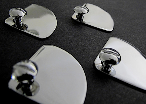 Set of 4 Original New Chromed Butterfly Air Vents with Screws. These vent covers are original parts that have NEW CHROME. These fit vintage O'Keefe & Merritt & Wedgewood gas stoves and many other brands.