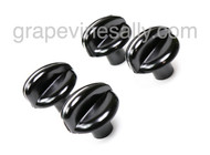 BUY 4 & SAVE 15%! NEW IN BAG 4 Black Stove Range Control Knobs w/ 1.0" Stems. These are NEW reproductions with an extended 1.0" stem with the standard rear "D". These fit most vintage stoves with the standard "D" gas valve stem.

Also available in store with 1/2" stems.

MEASUREMENTS: Knob Diameter: 2.0"  Rear Stem Extends 1.0"