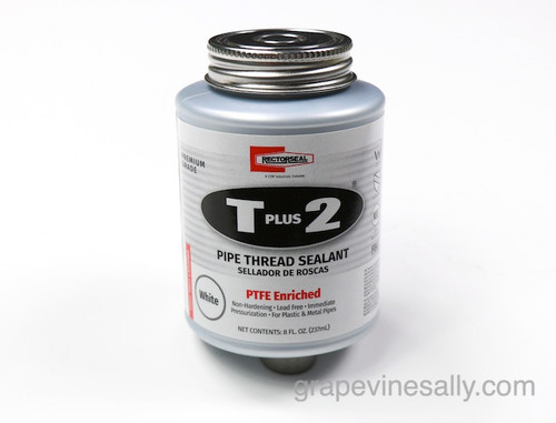 USE WHAT THE PROs USE! 
NEW 8 OZ Container - T Plus 2 Pipe Thread Sealant.
Non-Hardening Thread Sealant. PTFE enriched, lead free, immediate pressurization - For plastic and metal pipes. Use on iron, galvanized steel, brass, copper, aluminum. Up to 10,000 PSI liquid and 2000 PSI gases. NOT RECOMMENDED FOR OXYGEN, CLORINE, OR OTHER OXIDIZERS. Use as directed on label, read all caution prior to use. 
