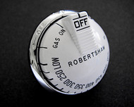 Original Reconditioned Vintage Robertshaw Classic Oven Gas Control Knob with Spring and Chrome Bezel Ring. We have re-conditioned this vintage Robertshaw oven knob. There are no cracks or stains - we have also re-lettered this oven knob. This sale includes the knob, a chrome ring, and the spring. Works with the original vintage Robertshaw Model BJ thermostats.

PLEASE NOTICE: The rear of ring 'sleeve' and the length of this knob stem is 1.0".

 