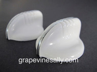 Set of 2 Original Vintage Wedgewood Stove FLUSH MOUNT Gas Control Knobs. There are no cracks, chips or stains - the rear "D's" are in excellent condition. PLEASE NOTE, Wedgewood used a 'flush mount' and an 'extended rear stem' style, please compare to the knobs you are replacing. This Wedgewood style does not accommodate a chrome bezel ring. 
