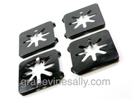 Set of 4 NEW PORCELAIN ENAMELED Vintage 1930's Wedgewood Stove Top Star Burner Plates.

These sit above the star burners on the 1930's vintage Wedgewood stoves. They are well used, a couple have been welded over the years - all have new porcelain enamel. Give a call with any questions, we're happy to help.

MEASUREMENTS: 6-7/8" x 6-3/8" each have 3 pegs on the underside

- Also available in our store at this time are matching newly porcelain enameled complete stove top w/ lids, set of 5 Wedgewood star burners, plus the Wedgewood 4 burner drip tray that sits directly below the stove top.