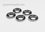 Set of 5 Original Vintage O'Keefe & Merritt Vintage Gas Stove Control Knob Chrome Bezel Rings. These have the "ON-OFF' on the bezels. All exposed sides are bright and shiny. Thoroughly cleaned and ready to install.

This is the style that is used with the 3 pce. burner knob - bezel, spring, knob.

The knobs are available in the store. 