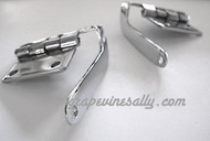 LIMITED SUPPLY
Set of two, L&R Original NEW CHROME Vanishing Shelf/Cover Spring Arm Hinges Left and Right Side Hinges. These are used with your rear of stove vanishing shelf springs hook in place. If you are restoring your vintage O'Keefe & Merritt, these are the fine details that help with that WOW factor! 

Spring arm extends approx. 3.25" . Mounting hinge holes are 1.50" (thinner) and 1.25" OC.