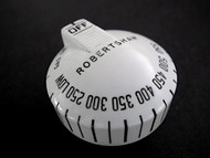 SAVE OODLES! Original Vintage Stove Robertshaw Oven Gas Control Knob 1.0" Stem

PLEASE READ FULL DESCRIPTION

This is a re-conditioned and re-lettered vintage Robertshaw oven control knob. There are no cracks or chips, it is very bright and shiny - the one flaw is that it does have some use wear at the top side of the 'OFF', it is just from heavy wear over the years - when the knob is installed the wear is not noticeable - this is the only flaw on this knob.
Works with the original vintage Robertshaw Model BJ thermostats.
PLEASE NOTICE: The rear knob stem length is 1.0"