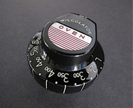 Vintage Black Wilcolator Thermostat Gas Oven Control Knob. Re-conditioned and re-lettered - this knob is bright and shiny and in very nice used condition. Wilcolator thermostats were used on many period stove brands.

MEASUREMENTS: Overall Rear Stem Length - 3/4" (measure entire length of rear stem)

White Wilcolator oven knobs also available in store.