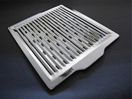 Vintage 1940's - 1950'sO'Keefe & Merritt Gas NEW CHROME Stove Grillevator Broiler Pan. This is the top section of the broiler pan set; it slides into the lower porcelain enameled pan
MEASUREMENTS: Depth 16-3/8" (at center handle)  /  Width 13-3/4"