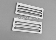 A Set of TWO Vintage O'Keefe & Merritt stove used porcelain enameled stove top vents. These are the OK&M style vents with the thicker metal fins. Fits the vintage 1940's-50's O'Keefe & Merritt stoves.

MEASUREMENTS: Width 6-1/8"  /  Depth 2-1/2"