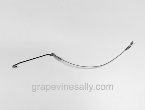 NEW CABLE & HOOK

Fits the original vintage O'Keefe & Merritt stoves that used the 'Hook, Cable, Spring' system - Each oven door uses two cables with hook and the 8-1/2" (extended) spring - also available in store.

The spring and cables will break, the hook portion seldom breaks however often the hook goes missing - if you need a cable and hook; here you go.

CABLE MEASUREMENT: 10 3/4" / eye hole to eye hole: 10-1/2"   /   HOOK: 4.0"