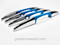 This is a very unique and rare find. We have never had a complete set of four blue 15" handles with matching burner knobs in such great restorable condition. All pieces are beautifully bright and shiny. We are selling the complete blue handle set separate from the seven piece blue knob set picture in the last photo. The blue knob set is not included in this listing, they are listed for sale separately; they are pictured for demonstration purposes only. 

This listing includes 4 vintage 15" blue O'Keefe & Merritt stove oven and broiler drawer handles. All handles have new chromed end caps. All handles have been re-conditioned. No chips or breaks; the entire set is absolutely gorgeous. 