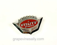 Original Used Vintage Gaffers & Sattler Stove Logo Emblem Badge.

MEASUREMENTS: Width: 3.0" -  Mounting Posts: 1-7/8" OC