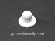 This is the only one we have at this time. Hard to find vintage stove top Telechron clock knob. These are used on clocks and timers that were found on the 40's-50's vintage stove top clocks. The Telechron clock knobs use a reverse thread. THEY DO NOT PULL OFF as with the International clock, these knobs screw off and on. The Telechron clock knobs are a very rare find.

