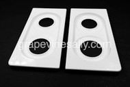 Original Vintage 1940's-50's Wedgewood Stove Used White PORCELAIN ENAMELED Stove Tops.
These fit the vintage 21" wide apartment size Wedgewood stoves. There a few very small touch-ups we've made, they are barely noticeable - this is a nice used set.

PLEASE NOTE: This set has the rounded corners on the front OUTER CORNERS, all other corners are square. This is a very rare find. These use the Left & Right Wedgewood double oval grate.

MEASUREMENTS: Depth: 21.0" x Width Each Side Panel: 10-3/4"

