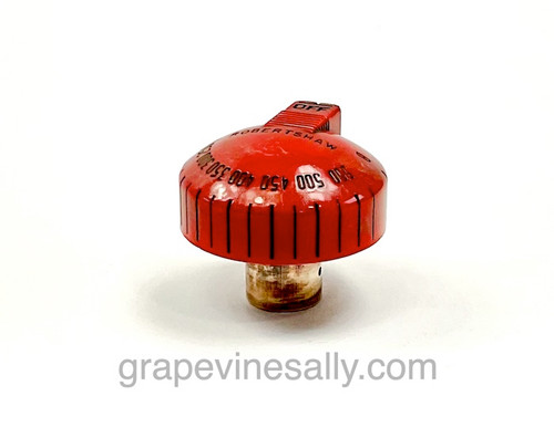 SAVE OODLES! 

PLEASE READ FULL DESCRIPTION - This is an ORIGINAL BAKELITE RED Vintage Robertshaw Oven Control Knob with a 1.0" Rear Stem. 

These knobs are ORIGINAL RED bakelite, these are not painted. Original red, black, yellow, blue knobs and handles are extremely rare and hard to find. When you find these you try to preserve them as long as possible. They are extremely rare.

This knob was very well used. Please see all of the photos to be sure you are OK with all details prior to making your purchase. This knob is not pristine, it is a solid knob with out chips or cracks - she's got a little 'character' just like most vintage stoves.

Works with the original vintage right turn Robertshaw model BJ thermostats. A beautiful accent to any vintage stove.

 