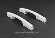 BUY 2 & SAVE 20%!  These are the original vintage O'Keefe & Merritt gas stove 12" (overall length when end caps are installed) oven door handles without chromed end caps. They are found on the left side of the 35" vintage OM stoves. The white plastic/bakelite is bright white and shiny, they have been reconditioned - these handles are in excellent condition - no cracks, chips or stains. The end caps are not included.

This is for the vintage 1940's-50's O'Keefe & Merritt Gas Stove. 

MEASUREMENTS: 
Overall Length Of Bakelite Handle Only: 8-3/4"  /  Screw Mounting Holes - 6.0" (on center) 

(15" OM handles & End Caps also available in store)