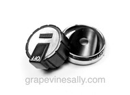 Limited Supply. Late 50's, early 60's O'Keefe & Merritt vintage stove burner control knob w/ chrome bezel ring & tension washer. This knob is in very nice used condition - no cracks or chips. The bezel is bright and shiny - the black tension washer is included.