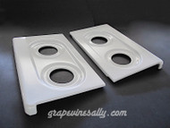 Original Vintage 39" O'Keefe & Merritt NEW PORCELAIN ENAMELED L&R Stove Tops.
These are original vintage O'Keefe & Merritt new porcelain enameled stove tops. They fit the 39" O'Keefe & Merritt vintage gas stove. This style uses the 'cat ear' burner grates. The metal integrity is excellent. Stainless underside trim pieces are included.
 
MEASUREMENTS: Depth 22.0"  /  Depth at Corners 22.5  /  Width 13-1/2"
 
Grate Insets: 18.0" x 8.50
 
Add a NEW CHROME 22" center griddle, some new porcelain grates and you have a whole new look!