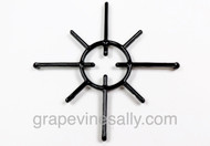 LIMITED SUPPLY!
Original 1946 O'Keefe & Merritt stove top New Porcelain Enameled spider style grates. This is the style that was used with the 1946-7 OK&M stoves where the white tops had grate peg holes. Please see the last few photos to see the drip trays that were used with these spider grates. The new porcelain enamel is gorgeous. These are a very rare find.

MEASUREMENTS: The longest two spoke peg to peg is 10-1/2" /  The two short overall spokes are 7-3/4"
Outer diameter of inner ring: 3-3/4"

Pictured drip trays are not included, they are for demonstration purposes only.