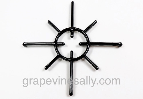 LIMITED SUPPLY!
Original 1946 O'Keefe & Merritt stove top New Porcelain Enameled spider style grates. This is the style that was used with the 1946-7 OK&M stoves where the white tops had grate peg holes. Please see the last few photos to see the drip trays that were used with these spider grates. The new porcelain enamel is gorgeous. These are a very rare find.

MEASUREMENTS: The longest two spoke peg to peg is 10-1/2" /  The two short overall spokes are 7-3/4"
Outer diameter of inner ring: 3-3/4"

Pictured drip trays are not included, they are for demonstration purposes only.