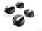 Set of 4 vintage stove FLUSH MOUNT black burner control knobs w/ the rear standard 'D'. This set will fit most vintage stove valve stems. They are flush mount. They have the standard 'D' stem insert on the rear. Please see last couple of photos. No cracks, chips or stains - ready to install.

MEASUREMENT: 2.0" rear diameter