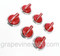 Set of 6 original RED bakelite vintage O'Keefe & Merritt knobs. PLEASE READ FULL DESCRIPTION.

These knobs are ORIGINAL RED bakelite. Original bakelite red, black, yellow, blue knobs and handles are extremely rare and hard to find. When you find these you try to preserve them as long as possible. The rear underside bezel screw holes needed repairs. The bezel rings and screws are epoxied on the rear. They will not come off. This does not effect the 'D' or the function of these knobs. The underside 'D' inserts are all perfectly fine. We have of course reconditioned the tops, they are gorgeous. The bezels are new chrome. This is a very rare find.

Set Includes: 6 O'Keefe & Merritt Vintage Red Stove Burner Control Knobs w/ New Chromed Bezels Rings

- O'Keefe & Merritt vintage red, blue and black handles are also available, see 'O'Keefe & Merritt Stoves' category > 'Handles'