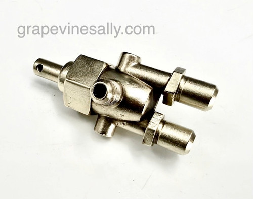 LIMITED SUPPLY - 1930's Vintage Wedgewood Original Gas Burner Control Valve. Our valves are all re-conditioned, the stem turns smoothly and the threads are in good condition. These are a very rare find.

Please note, this valves use a knob/dial that uses a set screw to attach to the valve stem.

MEASUREMENTS: 2 Orifice Holes - 3/4" on center  /  Outside to Outside - 1-1/8"

THIS VALVE IS USED. Please note, we recommend you have a certified professional or company with experience in this area inspect these parts prior to installation. 
