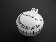 Original Re-conditioned Vintage Robertshaw Oven Gas Control Knob. We have re-conditioned this Robertshaw oven knob. There are no cracks or stains - this knob has been re-lettered, bright and shiny. Works with the original vintage Robertshaw Model BJ thermostats.

PLEASE NOTICE: The length of this the rear stem is 1.5" 