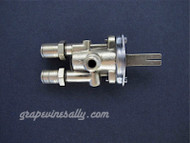 O'Keefe & Merritt, Wedgewood Original Gas Burner Control Valve. Our valves are all re-greased, the stem turns smoothly and the threads are in good condition. MEASUREMENTS: 2 Orifice Holes - 3/4" on center  /  Outside to Outside - 1-1/8"

THIS VALVE IS USED. Please note, we recommend you have a certified professional or company with experience in this area inspect these parts prior to installation. 