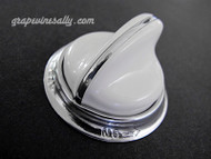 Reconditioned O'Keefe & Merritt Original Vintage Stove Gas Control Flush Mount Knob with Chrome Bezel Ring. The rear "D" is in excellent condition. The chrome bezel ring reads:  < "ON   "OFF" >

