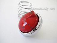 Reconditioned RED Vintage Robertshaw Classic Oven Gas Control Knob with Spring and NEW CHROME Ring. We have re-conditioned this vintage Robertshaw oven knob and have re-chromed the ring. There are no cracks or stains - we have also re-lettered this oven knob. This sale includes the knob, a new chrome ring, and the spring. Works with the original vintage right turn Robertshaw Model BJ thermostats.

PLEASE NOTICE: The rear of ring 'sleeve' and the length of this knob stem is 1.0".