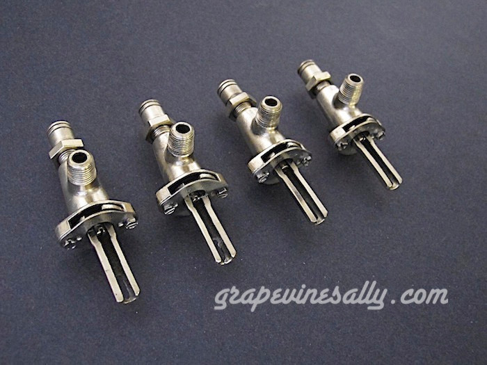 Set of 4 Original Vintage Gas Stove Single Orifice Burner Control Valves