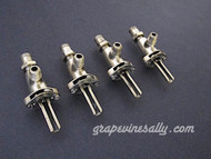 Set of 4 Vintage Stove Gas Burner Valves. These Are the single orifice found on many of the smaller Wedgewood, O'Keefe & Merritt and other period vintage stoves. All valves have been re-greased, the stem all turn smoothly. The threads are in good condition. 

THESE VALVES ARE USED - Please note, we recommend you have a certified technician or company with experience in this area inspect these parts prior to installation. 
