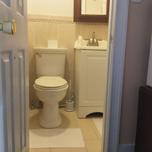 modern bathroom and walk in shower
